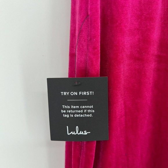 Lulus Forever Luxe Hot Pink Velvet Rhinestone Mermaid Maxi Dress Formal Size XS - Picture 8 of 16